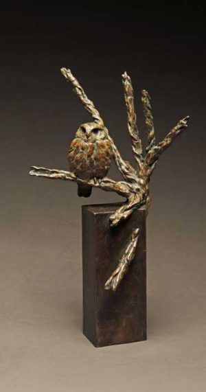 “Mighty Might” (Bronze Pigmy Owl) Edition 35 17” x 9.5” x 8"